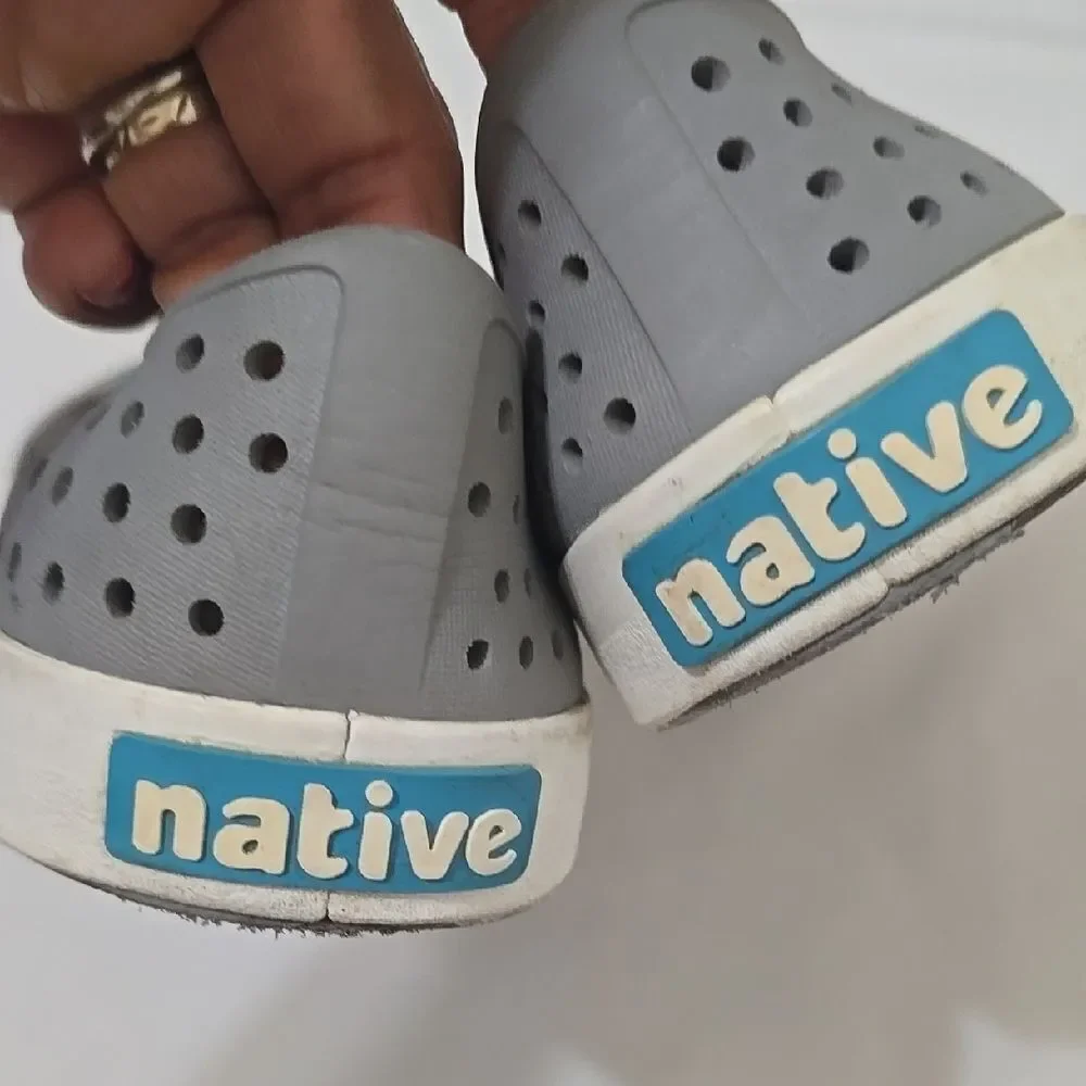 Native Gray and White Water Shoes with Perforated‎ Design